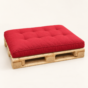 Módulo de Europallet Estofado — 1 Pallet em madeira natural com almofada vermelha